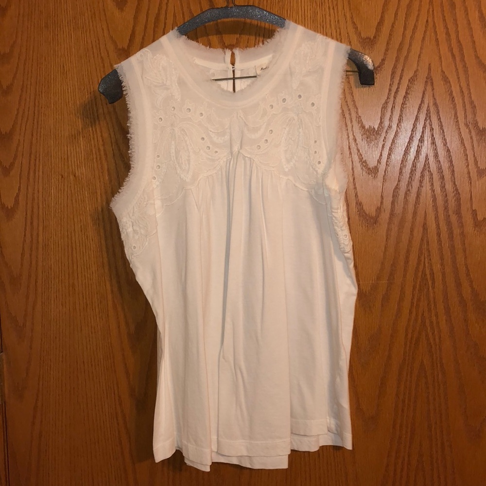 Cream high neck tank with detailed top